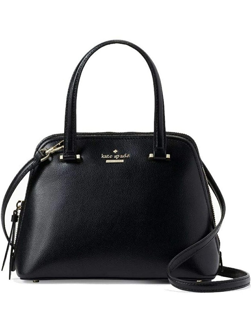 kate spade Black Leather Dome Satchel and Crossbody Bag with Gold Hardware